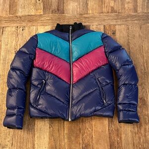 Margaret O'Leary Striped Down Puffer Jacket Navy XS